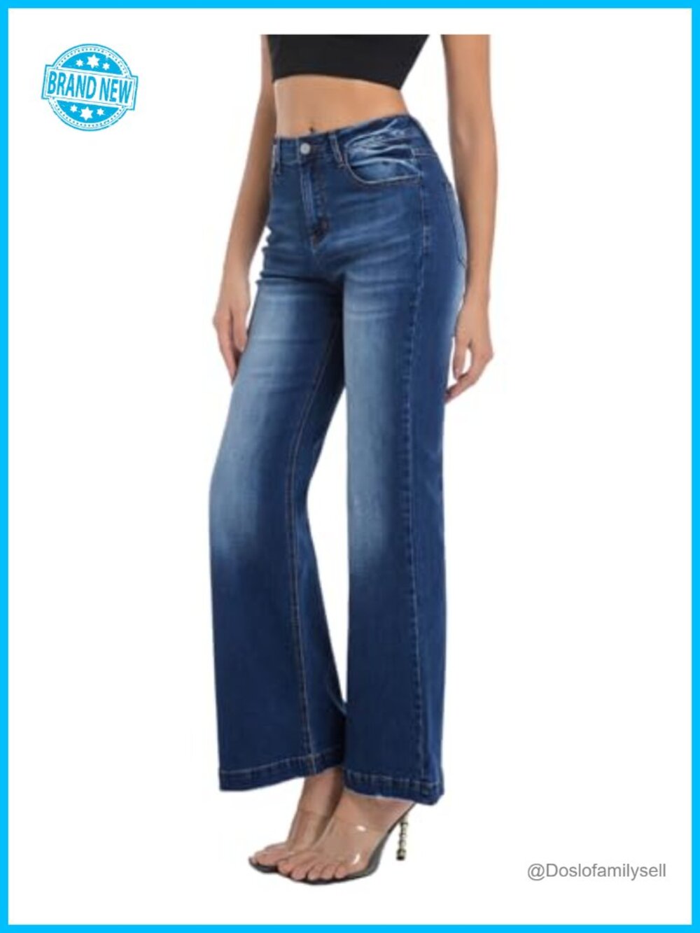 Women's Bell Bottom Jeans High Waisted Stretchy Flare Denim Pants